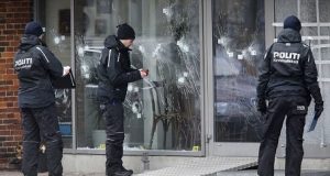 Outside the Copenhagen cafe attacked