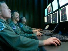 US soldiers in front of computers