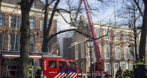 Firemen at the British embassy in The Hague.