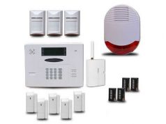 Alarm system. Sensors, siren and GSM transmitter