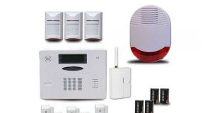 Alarm system. Sensors, siren and GSM transmitter