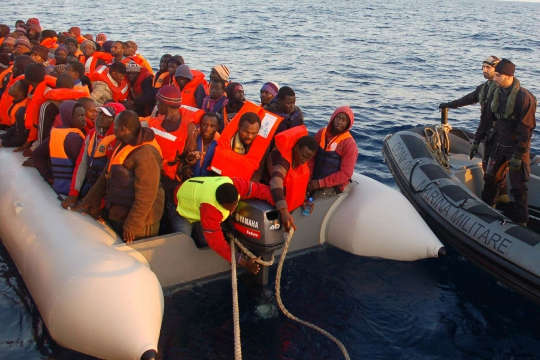 Migrants stopped by Italian Navy