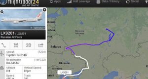 Flightradar capture of tu-214R flight