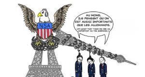 Wikileaks cartoon about the NSA spying on the French