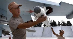 Russian Air Force Staff Inspecting Jet Fighter in Syria