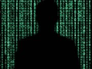 Hacker Silhouette - Matrix like binary background