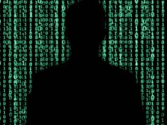 Hacker Silhouette - Matrix like binary background