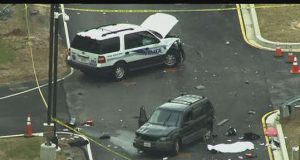 NSA Shooting. Picture of 2 damaged vehicles.