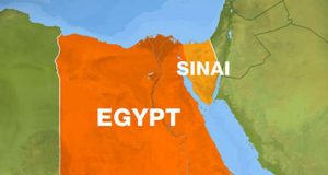 Map of Egypt focus on Sinai region