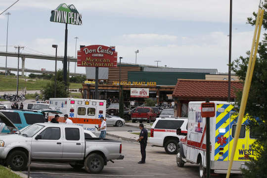 Crime scene in Waco, Texas adter bikers shootout