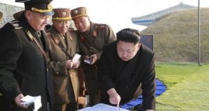 Kim Jong Un with North Korean generals