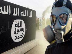 ISIS flag gas mask